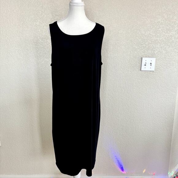 Chico's Dresses & Skirts - Chico's Travelers Size 3 Dress Solid Black Sleeveless Stretch Slinky Tank Sheath